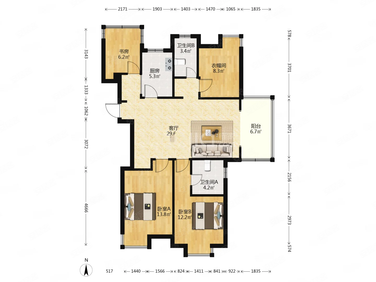 龙泽苑 豪装四房 双卫格局 天印山农贸市场附近 临地铁