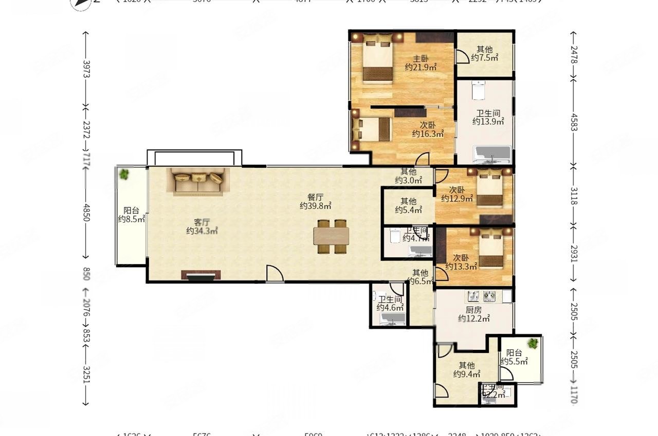 高区全新没住过 天鹅湖花园270平海景改4房急出