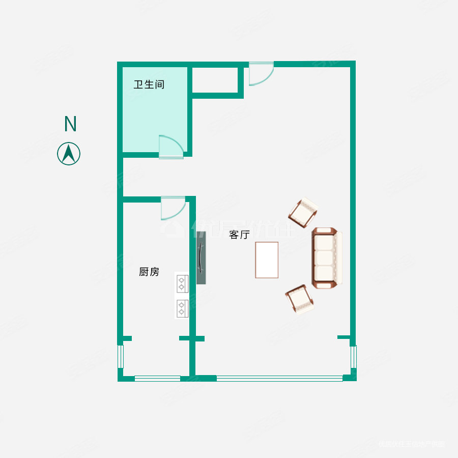 育新花园北里1室1厅1卫53㎡南100万