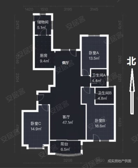 南北通透  三阳开泰 全明户型