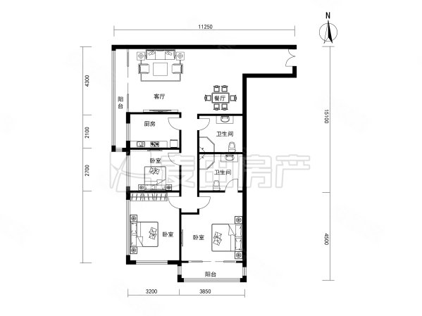 百环家园3室1厅2卫139㎡西南778万