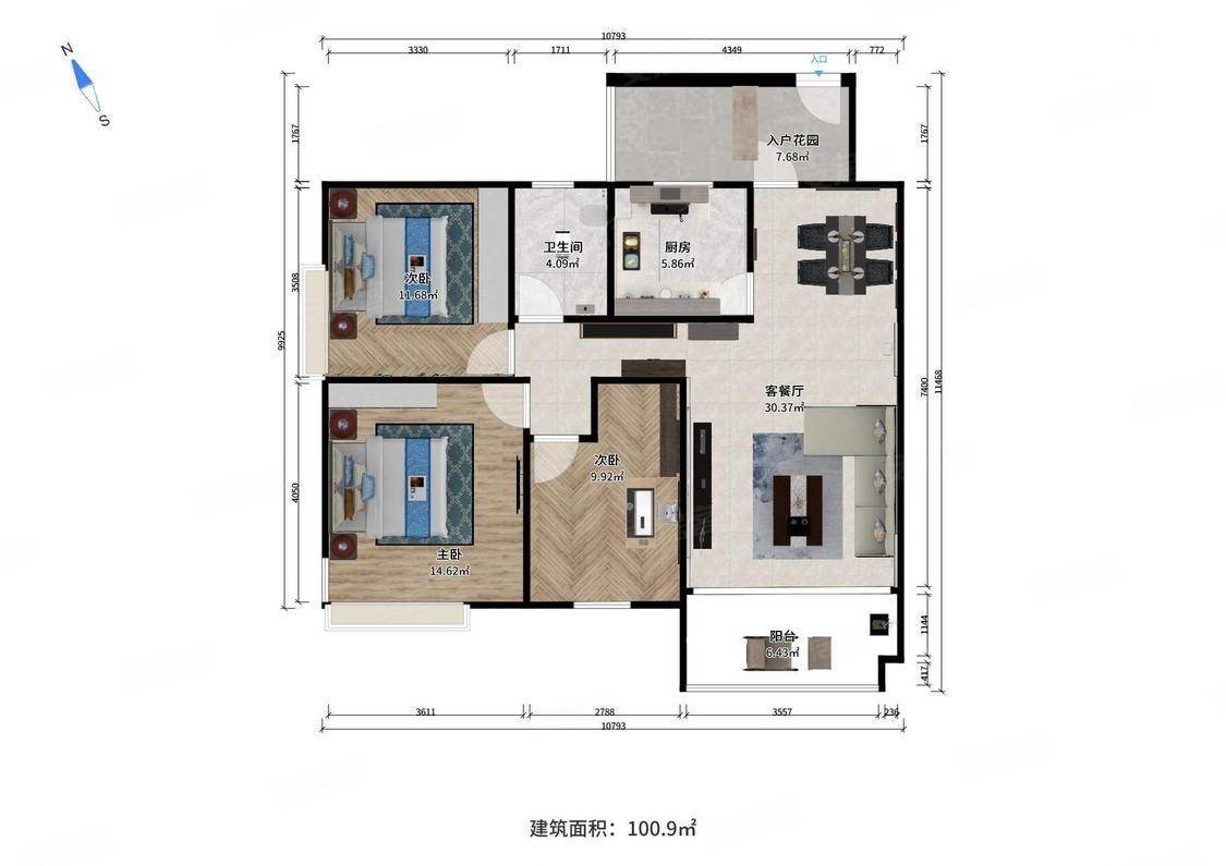 户型巴适,文星花园二手房,125万,3室2厅,1卫,101平米-成都安居客