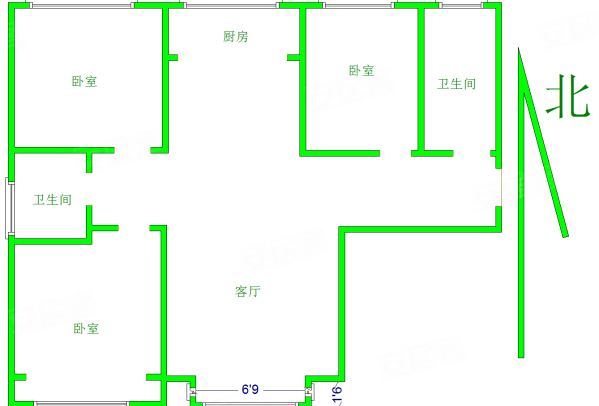 温馨家园(北区)3室2厅2卫138.3㎡南北70.53万