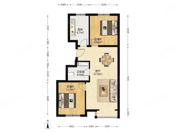 北京大兴旧宫康璟家园旧宫地铁口 康璟家园 2室1厅1卫 电梯房 精装修