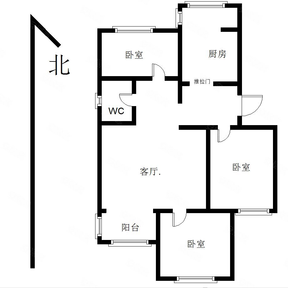 振兴北社区(南菜园北二区)3室1厅1卫89.61㎡南北185万