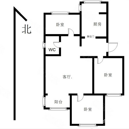 振兴北社区(南菜园北二区)3室1厅1卫89.61㎡南北185万