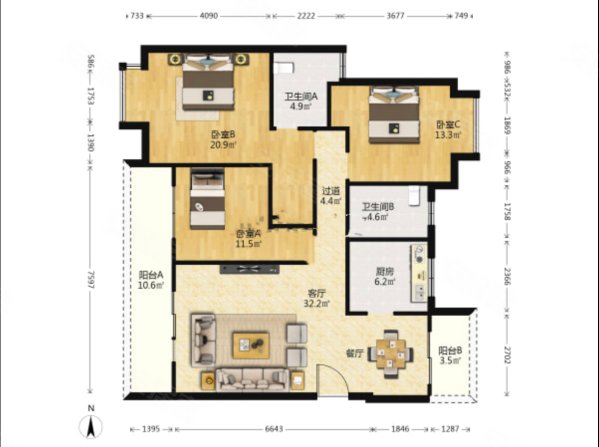 远大美域小洋房精装修全屋地暖南北通透1梯2户满五