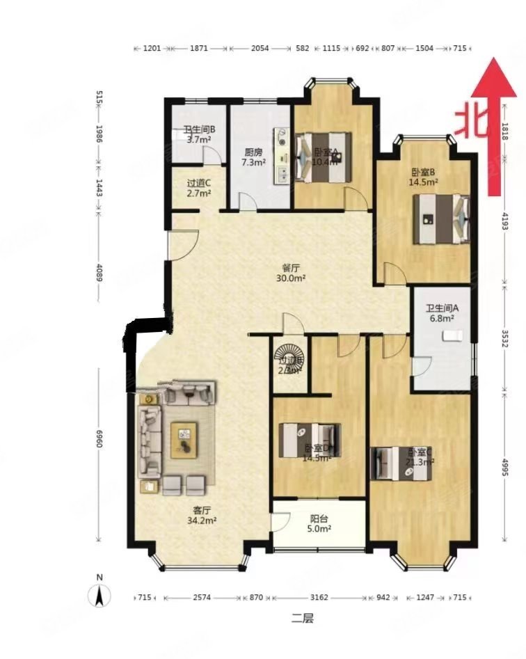 石府公寓4室2厅2卫184㎡南北313万