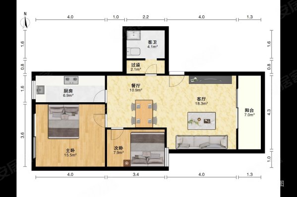 凤凰小区2室2厅1卫86.23㎡南北29万