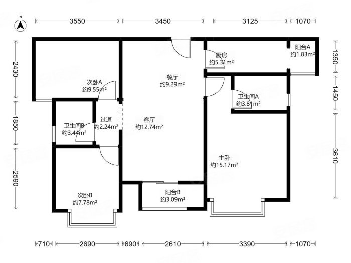 合景香悦四季(西区)3室1厅2卫98㎡南305万