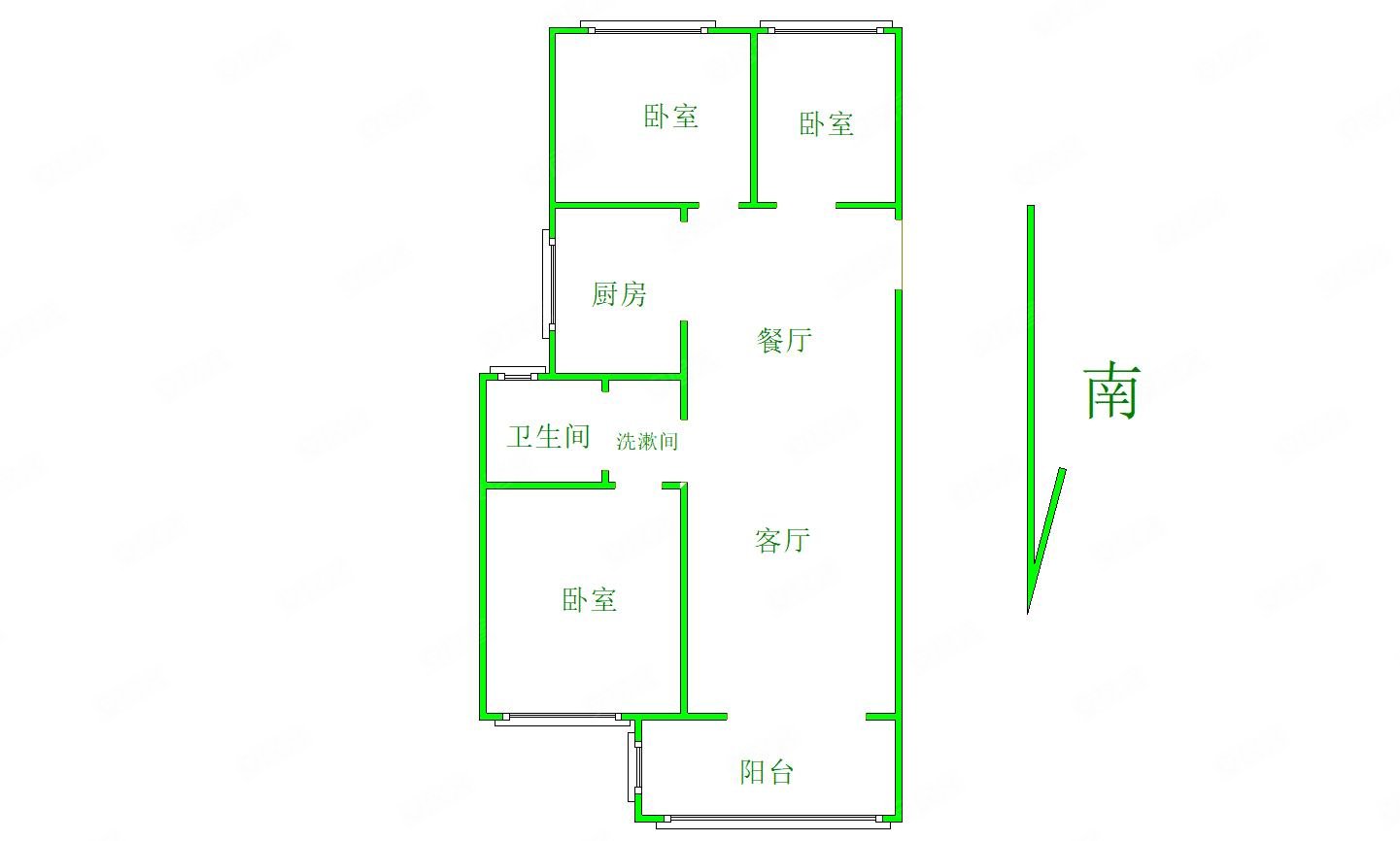 保利大都会和园3室2厅1卫100.52㎡南北105万