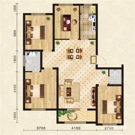华府晶园二区126平中央空调地暖新风222万