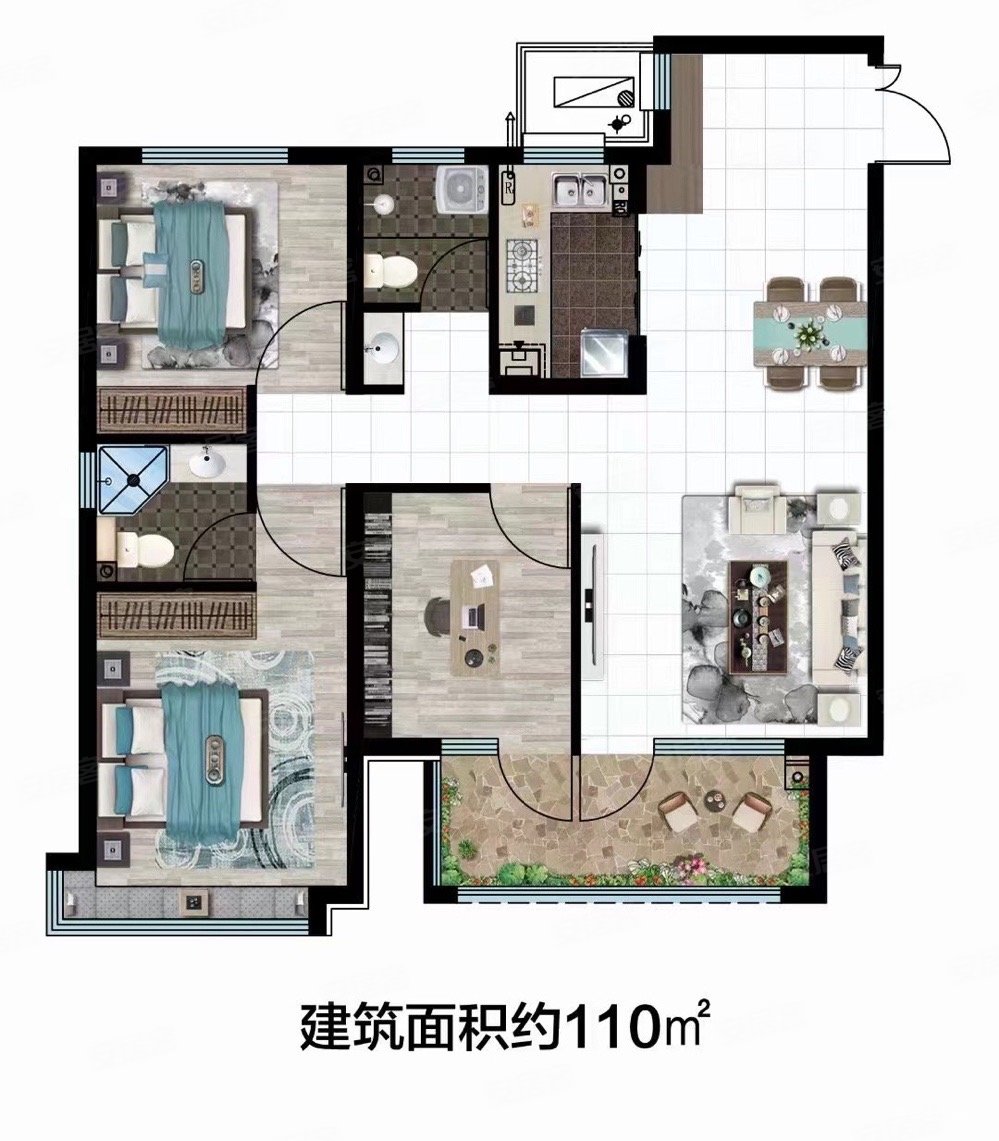 荣盛首府3室2厅2卫110㎡南北125万