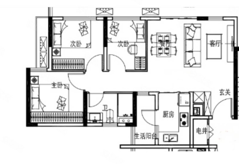 爱情天宸万象3室2厅1卫72.32㎡南北73万