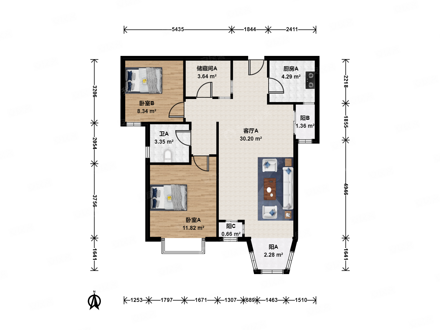 亦庄新城马驹桥 珠江逸景家园高楼层两居 明厨明卫全南户型