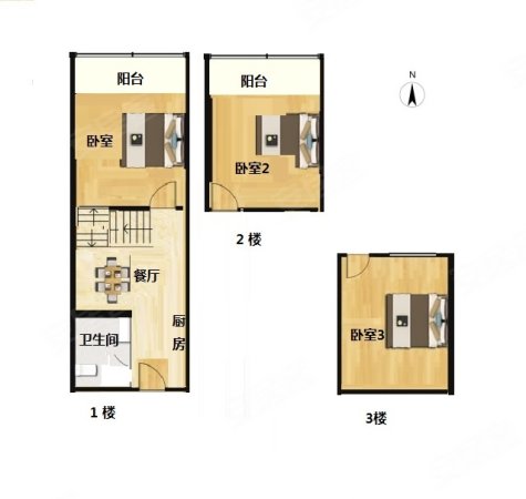 绿地缤纷城3室1厅1卫67㎡南北68万