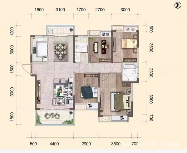 云中丽景3室2厅2卫139㎡南北45.8万