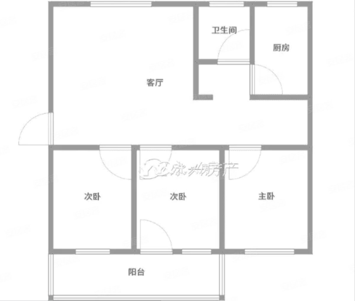 文苑小区(市中)3室2厅1卫100㎡南北62万