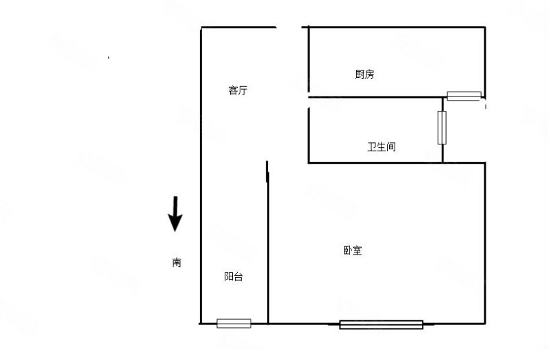 黄山秀庭1室1厅1卫47.46㎡南北360万