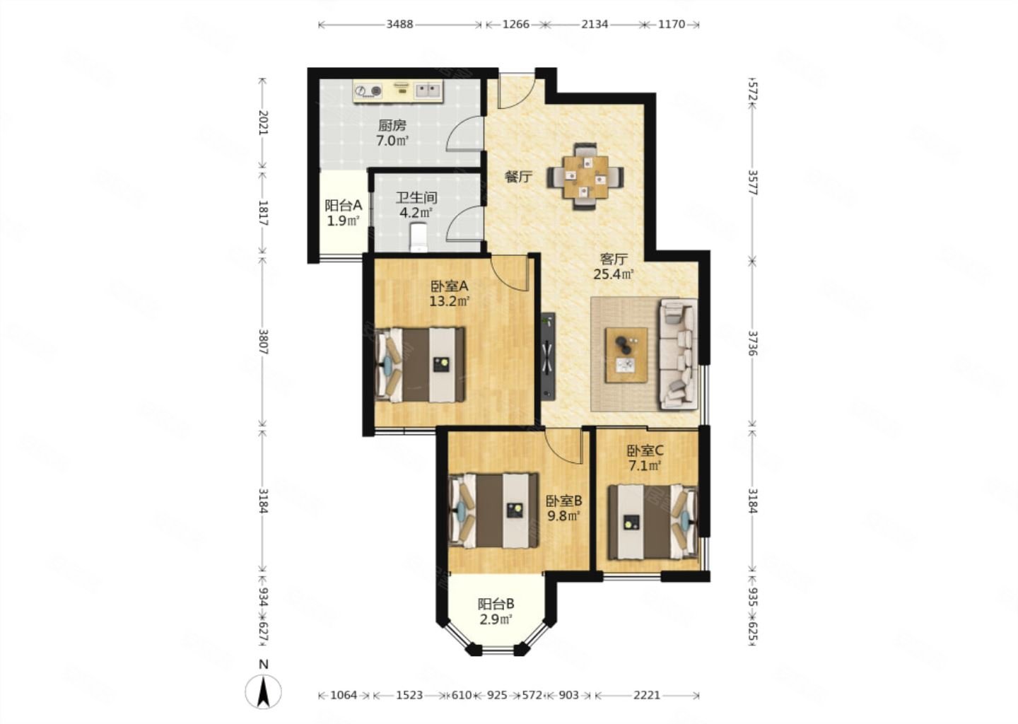 国金华府 经典21户型 小区绿化高 出门地铁口