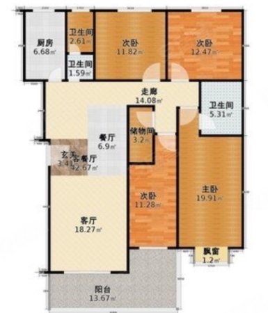 麓谷雅园3室2厅2卫116.7㎡南北89.6万