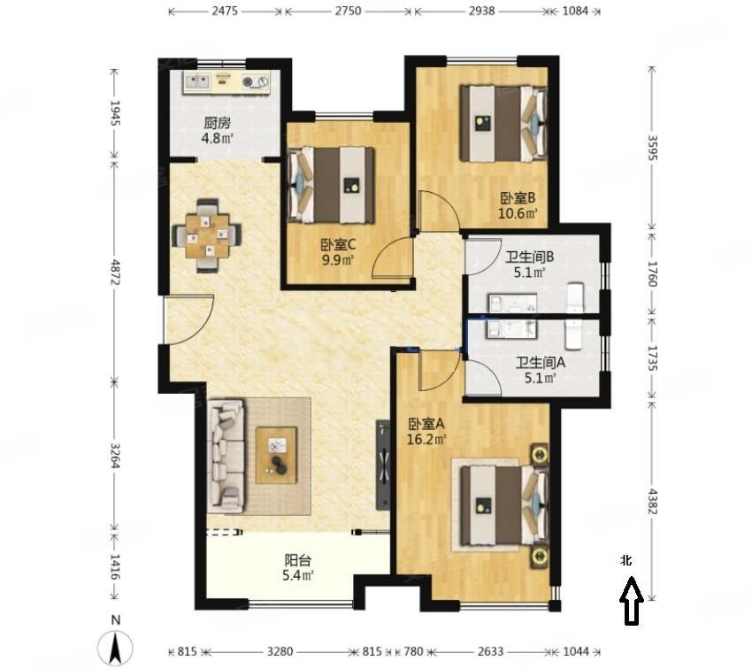 想象国际 中间楼层采光好 近医院 楼龄新 南北通透 近地铁