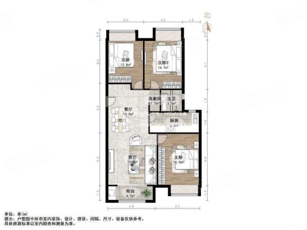 单价12000,卢浮公馆 精装3居室 南北通透 有钥匙
