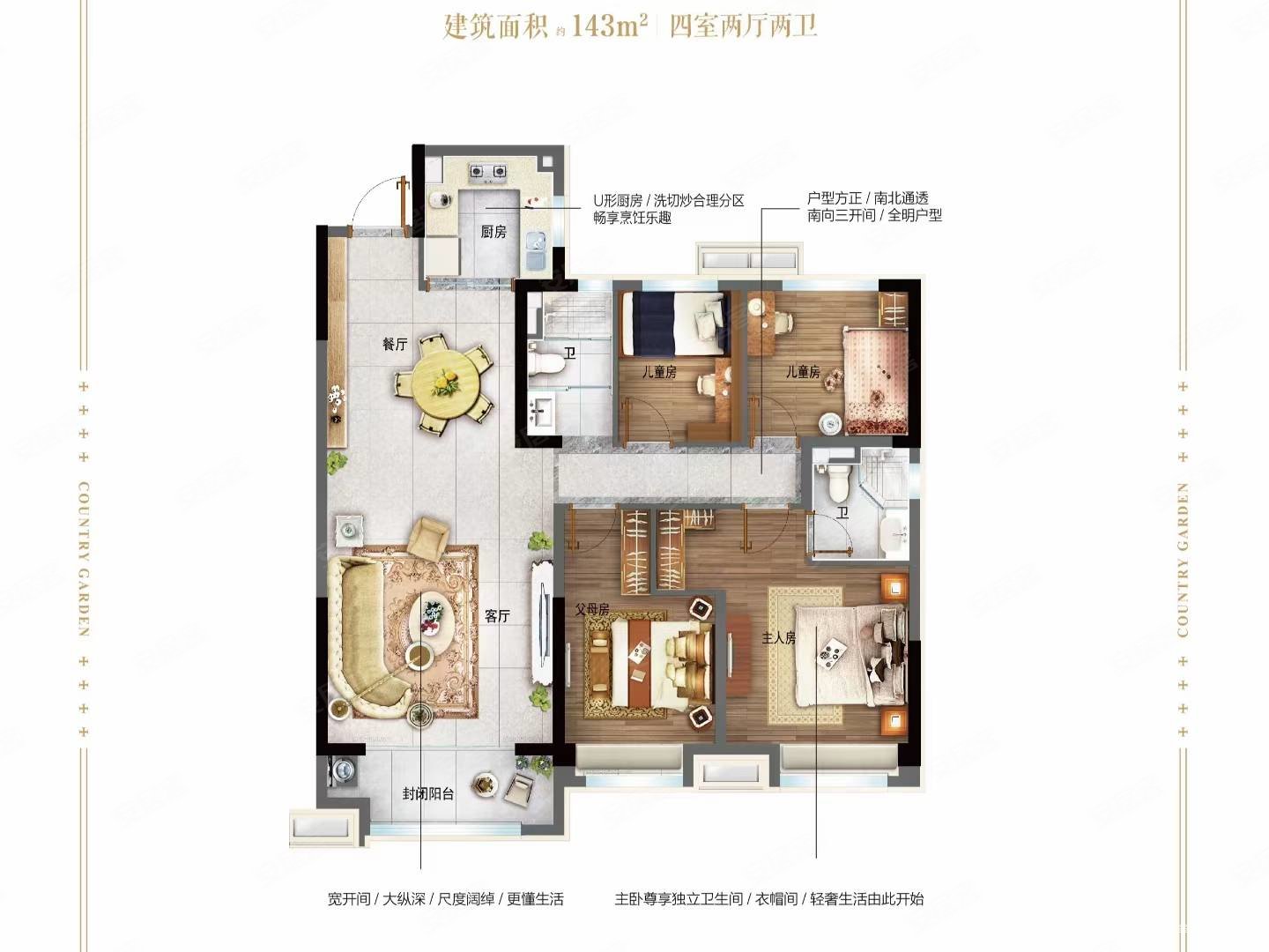 碧桂园4室2厅2卫户型图图片