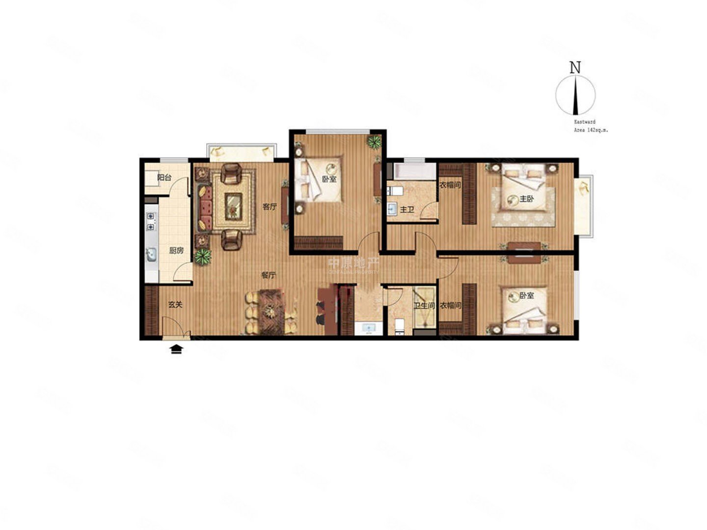中关村苏州街西屋国际149平大三居双面采光户型方正