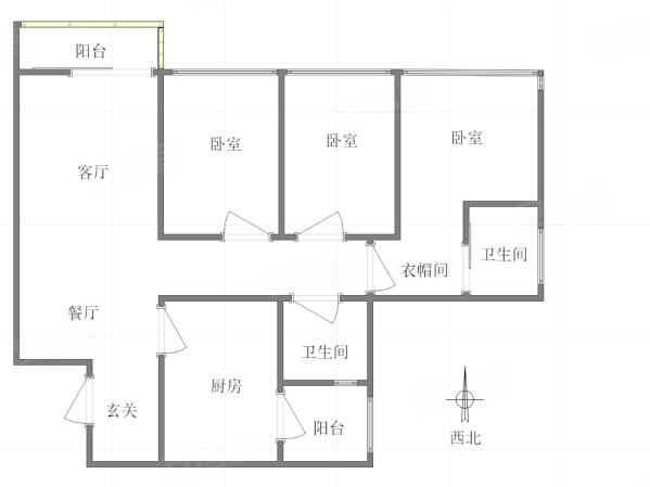 棕榈泉白金公寓3室2厅2卫167.61㎡南北325万