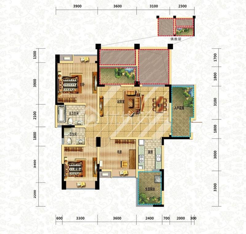 成都合院(二期) 精装大户型 3室2厅2卫 带车位 中间楼层,成都合院