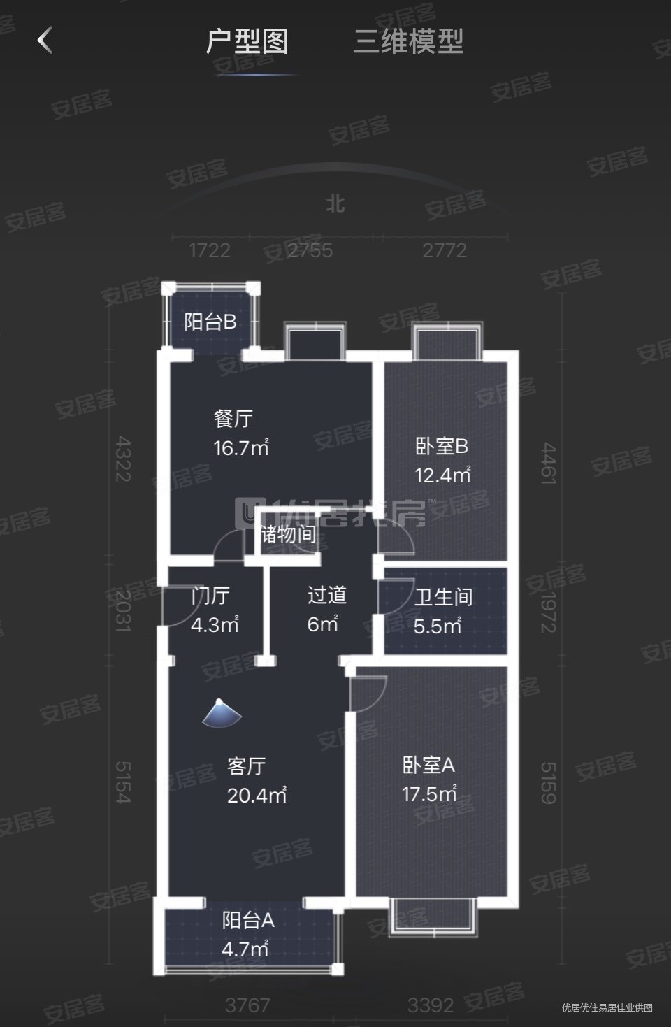 新潮嘉园(二区)3室1厅1卫116.02㎡南北328万