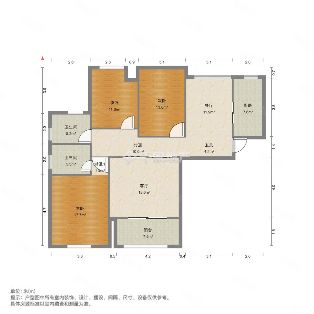 铂悦山三室两卫127平米165万老本