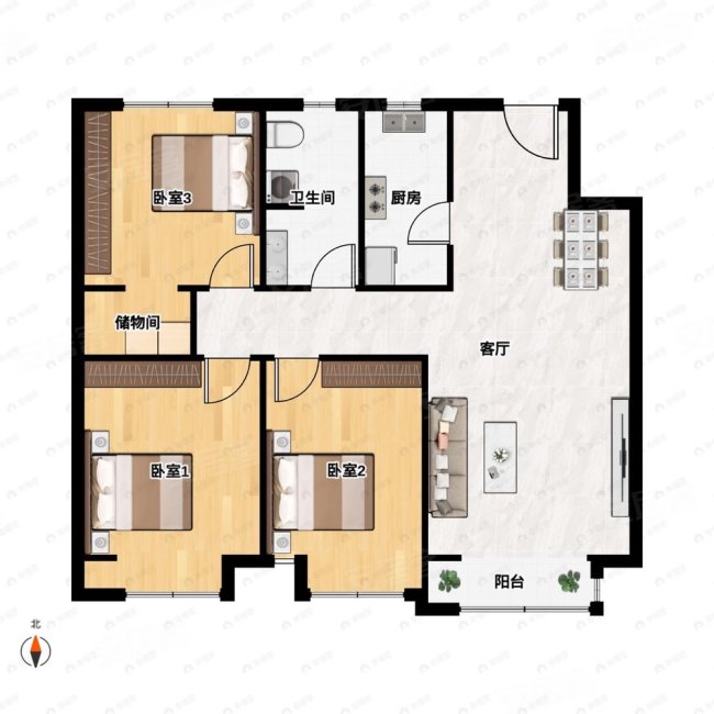 新湖美丽洲3室2厅2卫161.07㎡南北159万