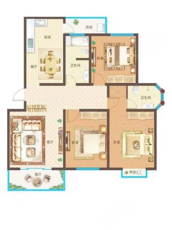 乾园博士府3室2厅2卫130.73㎡南北78万