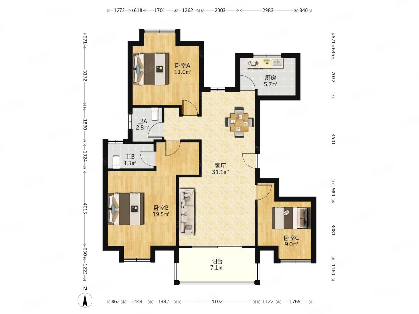 齐武路  旁 武夷名仕园 精装三房两卫 楼层好 价格可谈急售