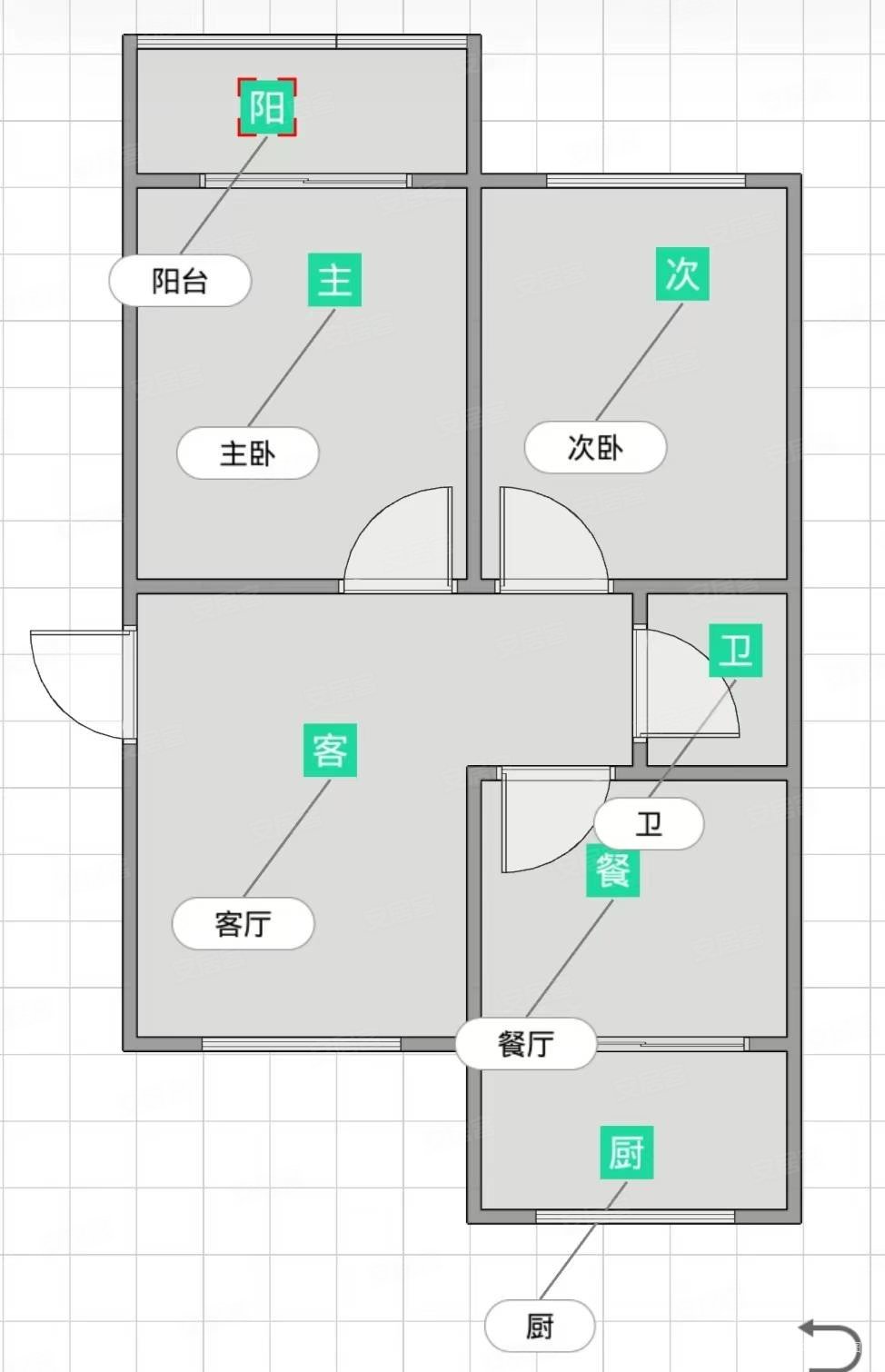 汉都新苑(西区)2室2厅1卫93㎡南北60万
