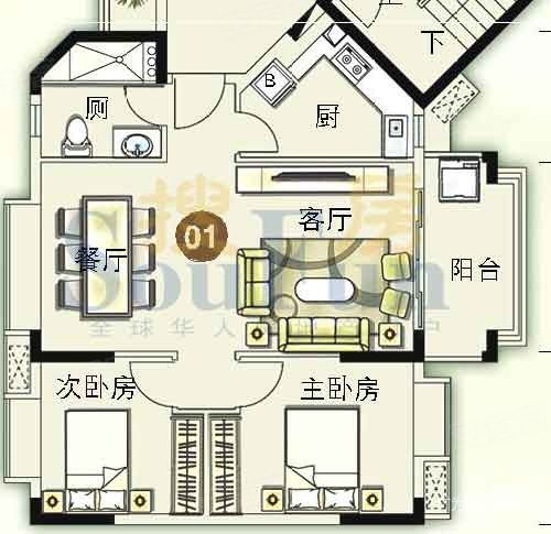 广州富力城2室2厅1卫85.93㎡东西235万