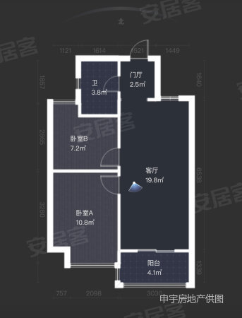 碧桂园中央首府(一期)2室2厅1卫62.42㎡南北106万