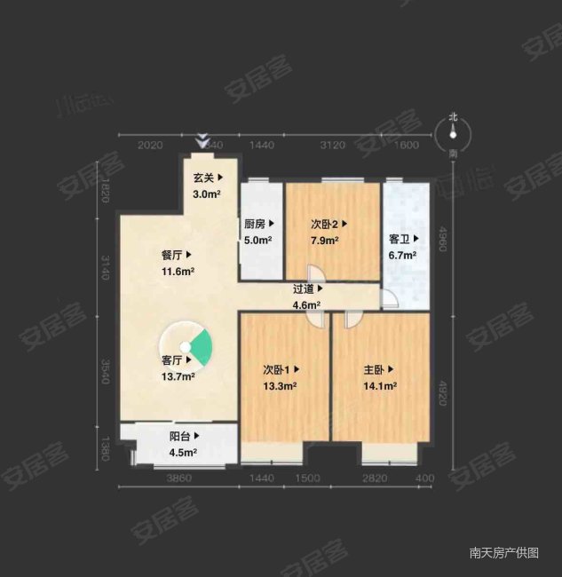 世茂天慧3室2厅1卫105.16㎡南235万