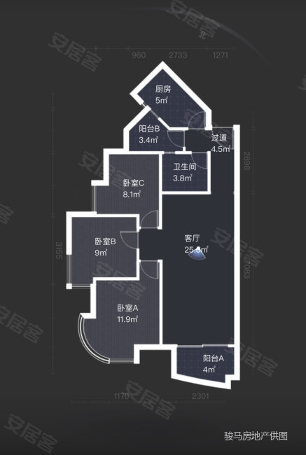 富力顺意花园3室2厅1卫97㎡东南400万