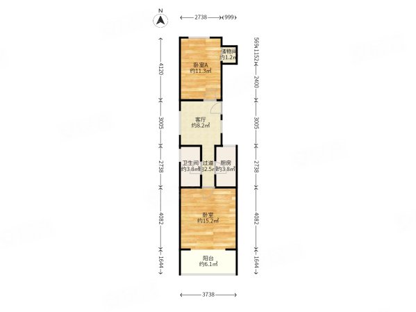 新桥南大街社区2室1厅1卫57.26㎡南142万