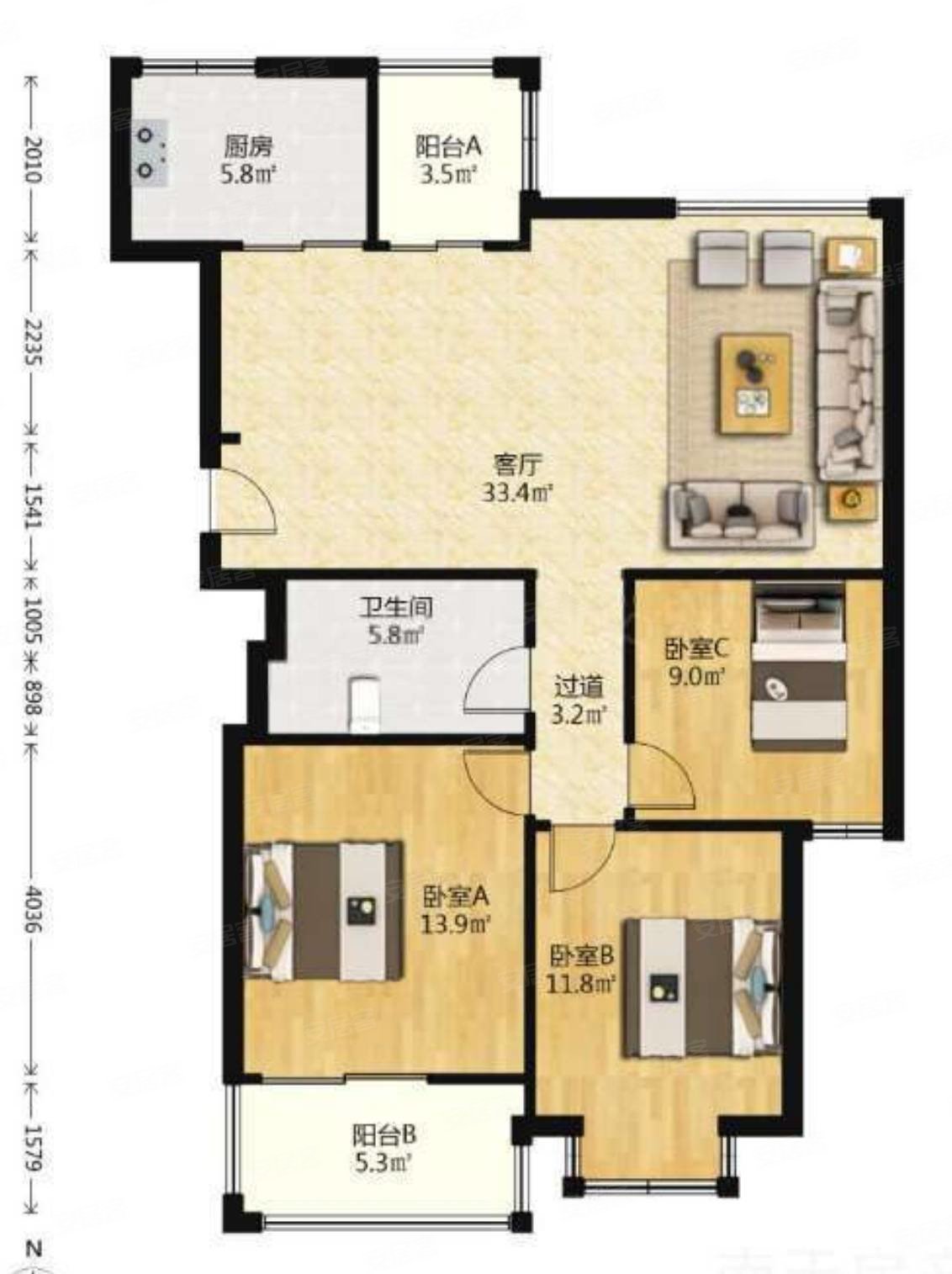 水木清华镇海汉塘路158号3室1厅1卫11316平方
