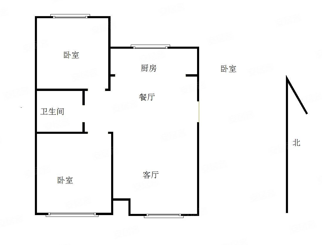 雅特家园2室2厅1卫96.66㎡南北55万