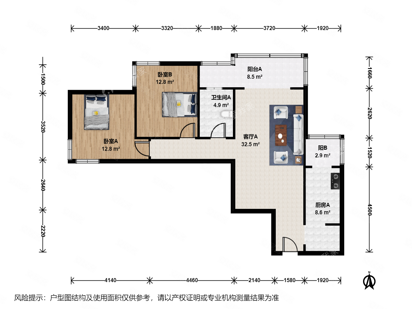 望京花园东区2室1厅1卫102.55㎡西南415万