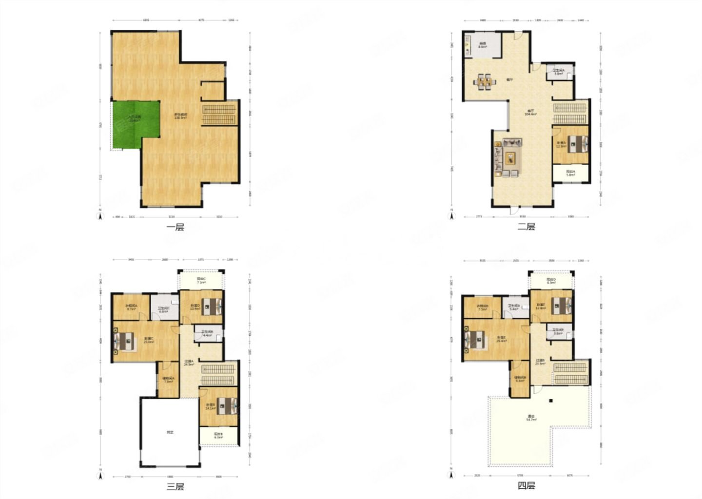 得房面积600平米 送地下室送阁楼, 带车位 有露台,星月绿洲(别墅)二手