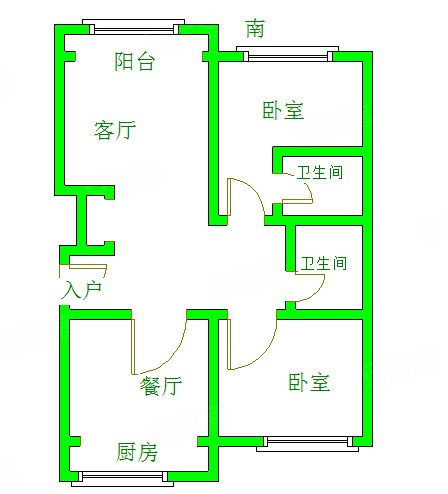 悦泽苑2室2厅2卫101.95㎡南北330万