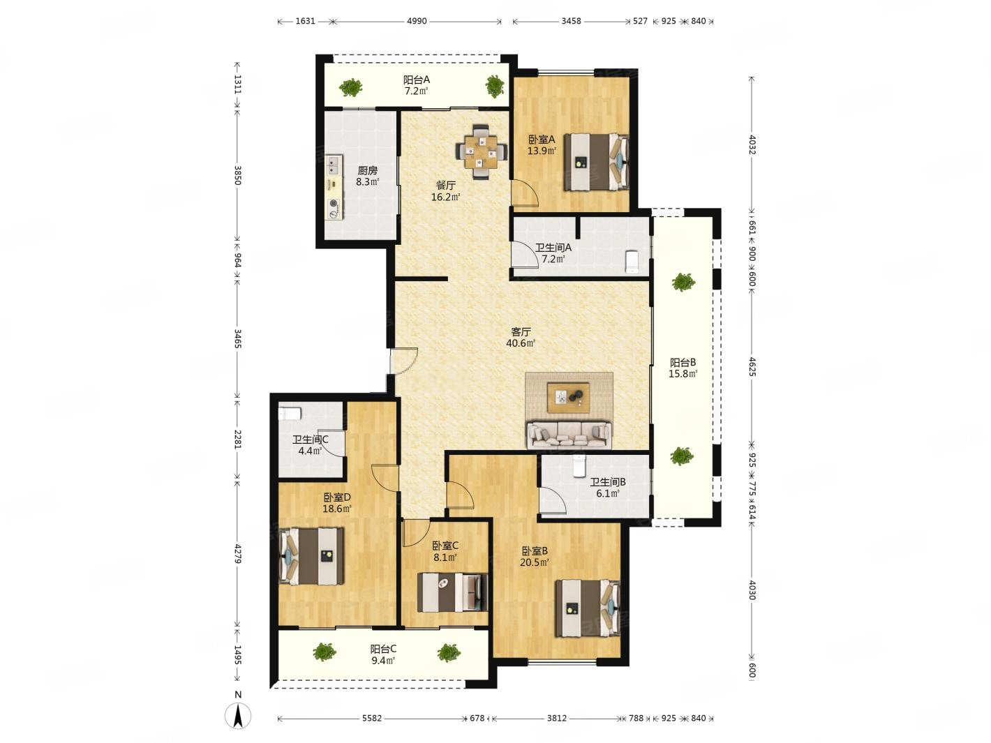 广厦天都城锦上豪庭二手房,400万,4室2厅,3卫,196.5平米-杭州安居客
