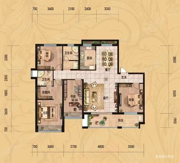 滨河云璟楼层三室二厅二卫南北通透地暖99平1398万