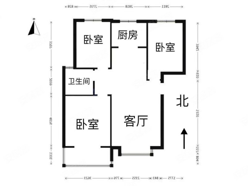 格调春天3室2厅1卫123㎡南北159万